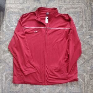 Vintage Nike Mens 3XL Track Jacket  Dark Red Polyester Embroidered White 90s